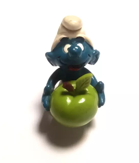 🟢 Puffi Smurf Puffo Con Mela Verde  Hong Kong   Peyo  Vintage Ottime Condizioni