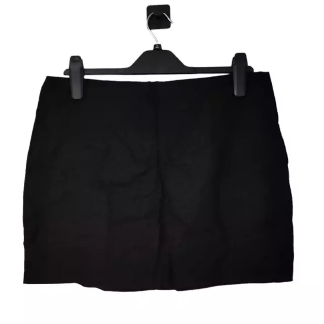 h&m womens mini skirt black linen blend straight back zip closure size 14 new