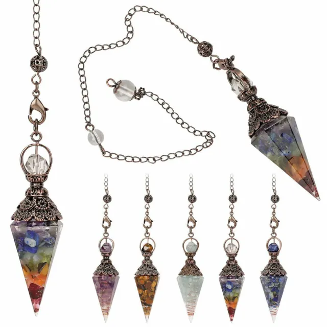 Quartz Natural Crystal Pendulum Healing Chips Stone Reiki Chakra Chain Pendant