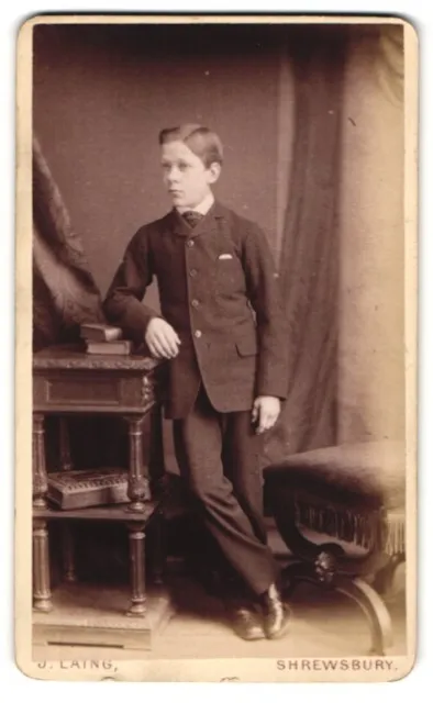Photography J. Laing, Shrewsbury, Castle Street, Boy in Suit at a Table l