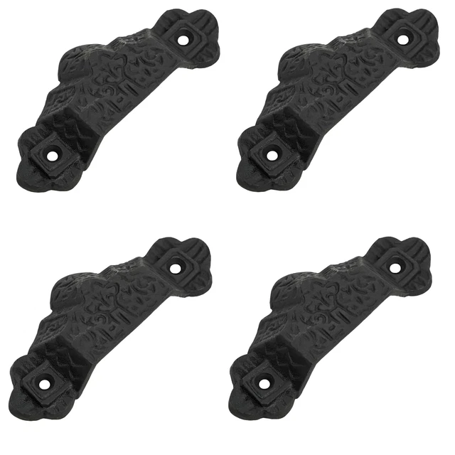 Cast Iron Drawer Pull Kitchen Cabinet Pull Handles Set of 4 Black Pulls Hardware