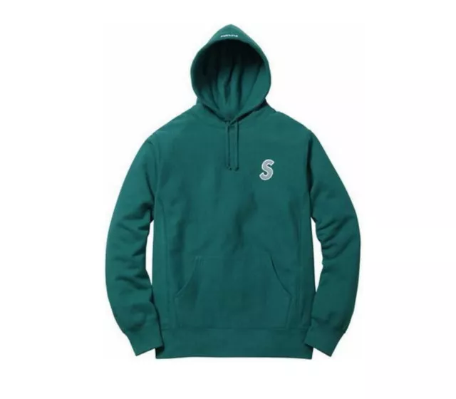 NEW Supreme S Logo Reflective Hoodie Size SMALL Teal SS16 Hoodie