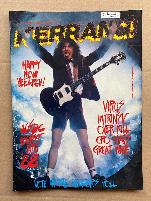 AC/DC KERRANG NO.169 Magazine Jan 1988 Angus Young Cover Uk £8.00 ...