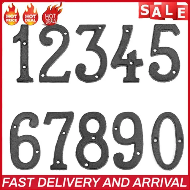 Cast Iron Numbers Doorplate Metal Digital House Sign DIY Plate Cafe Wall Decor