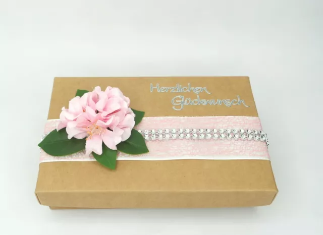 Geschenkschachtel Geldgeschenk Box Deko rosa silber Hochzeit