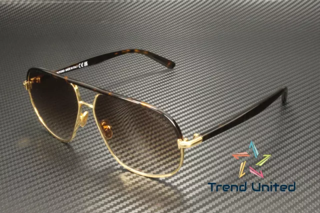 Tom Ford FT1019 30F Metal Shiny Deep Gold Gradient Brown 59 mm Men's Sunglasses