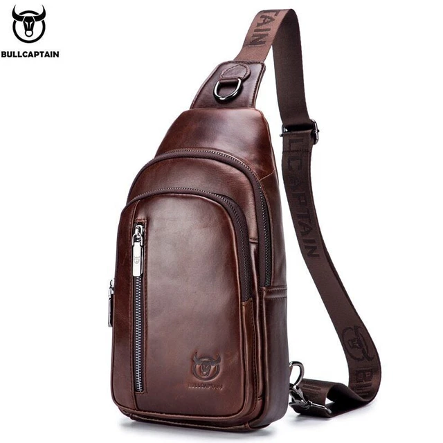 Genuine Leather Crossbody Bags Men Leather Shoulder Men Chest Travel Handbags