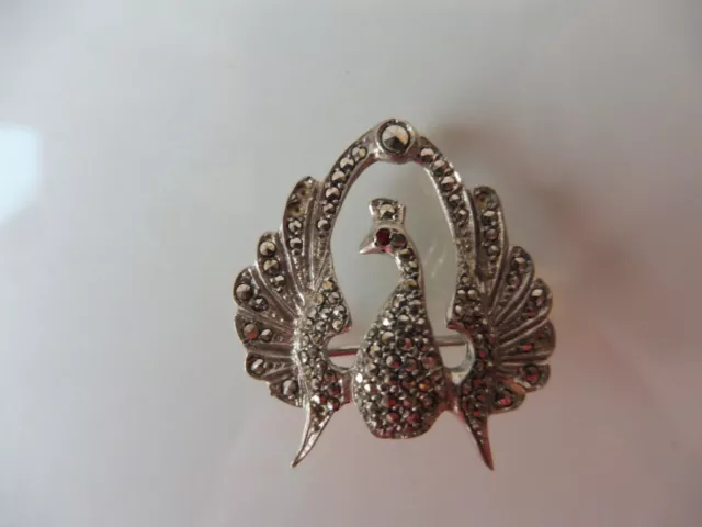 Muy Bonita, vieja Broche, Pájaro - Strauß, 835 Plata Con Marcasita