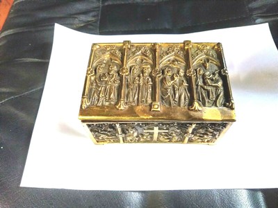 Coffret ancien à bijoux en bronze "Fleur de Lys " 