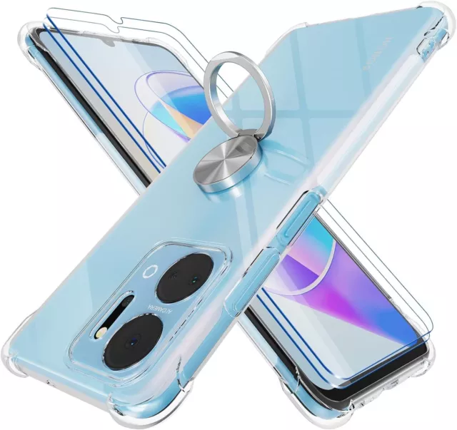 Case For Honor X7a Clear Shockproof Magnetic Ring Cover & 2PK Screen Protector