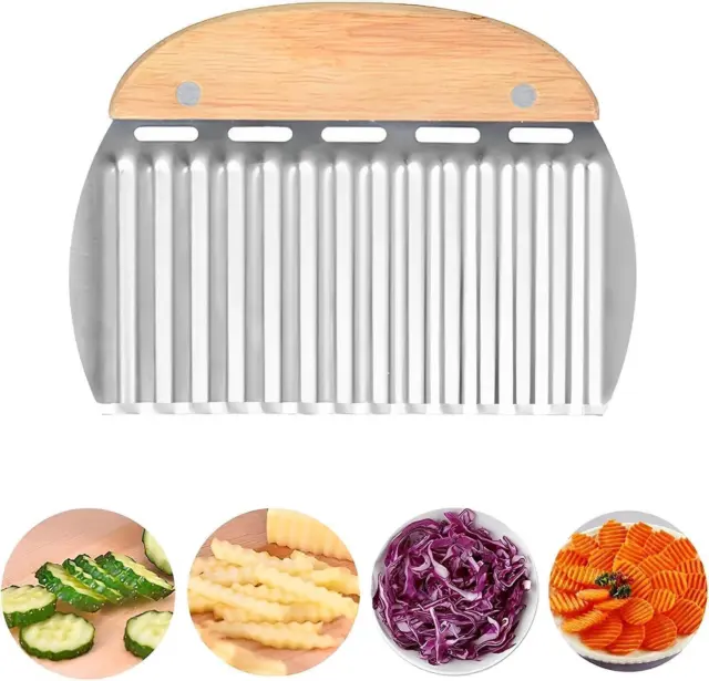 Crinkle Cutter Knife, Potato Crinkle French Fry Waffle Cutter for Veggies, Steel
