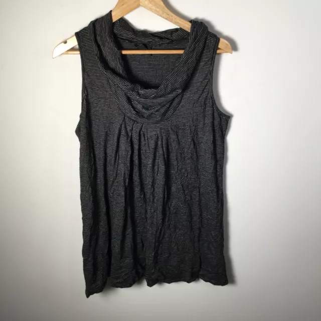 Pea in a pod womens tank top size 16 black striped sleeveless cowl neck 44.0009