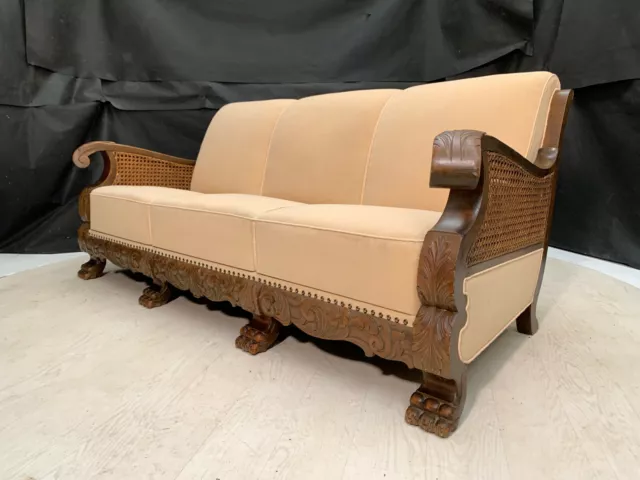 EB2484 Danish Oak, Bergere & Beige Wool 3 Seater Sofa Vintage Antique V3SS