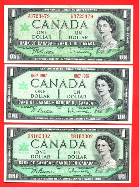 1967 X2 & One 1867/1967  Canada Centennial One Dollar Bills   Have A  L@@@K