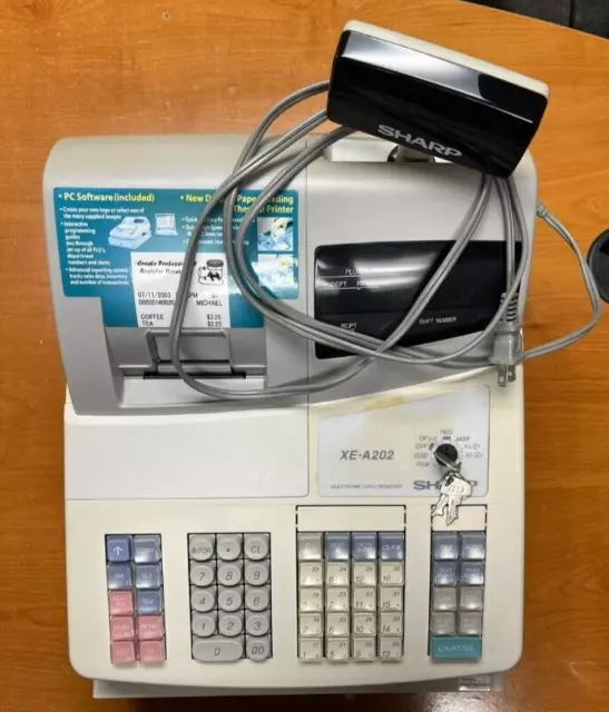 Sharp XE-A202 Electronic Cash Register With Keys NO DRAWER KEY USED-Working
