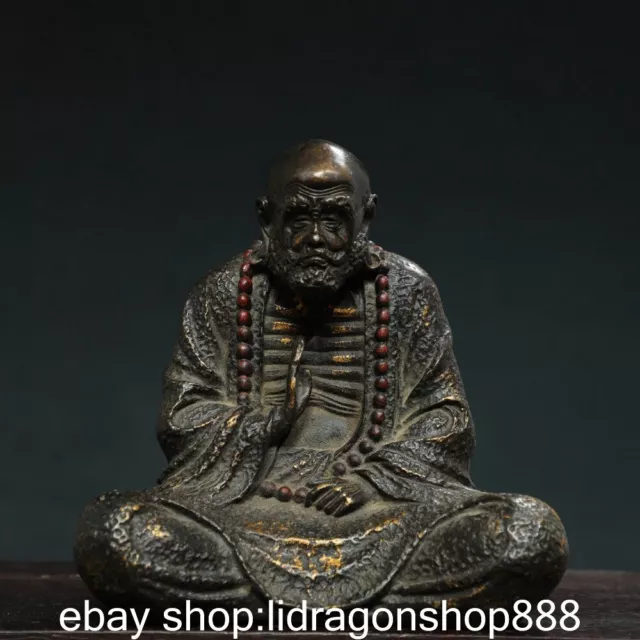 7.6 "statue du Bouddha Rohan Dharma Dharma en cuivre ancien chinois