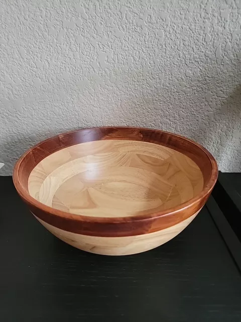 10 inch Cherry Rimmed wood  salad bowl made in Vietnam by Lipper international