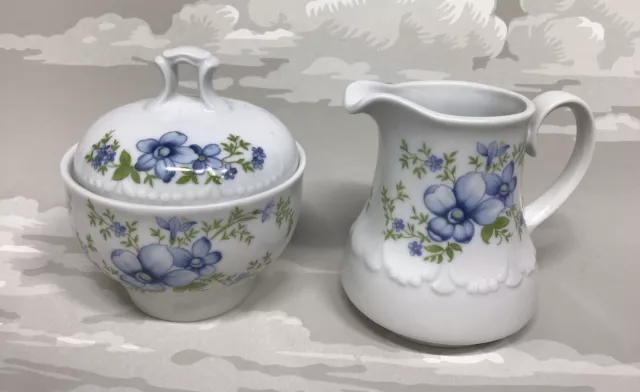 Vintage MITTERTEICH BAVARIA China Creamer and Sugar Bowl W/ Lid. Numbered