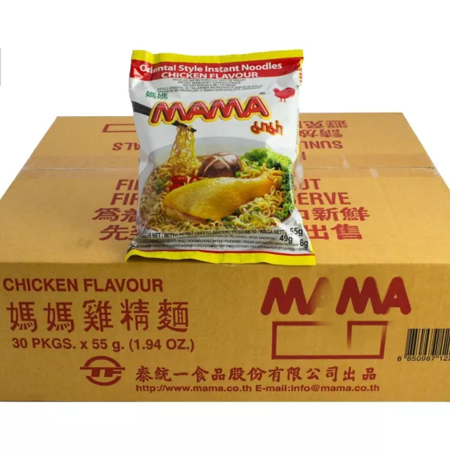 1 Karton MAMA Chicken Huhn Instant Nudel Suppe 30 x 55g Hühnchen Nudelsuppe Thai