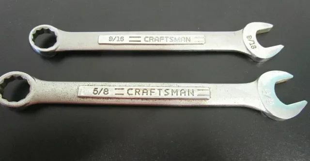 Juego de 2 llaves combinadas Craftsman vintage de 12 puntos - 9/16"" y 5/8"" - EE. UU.