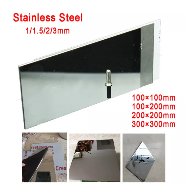 8K Mirror Polished Stainless Steel Sheet Plate Bright Polish | 1/1.5/2/3mm Thick