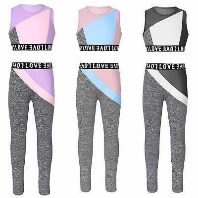 Kids Girls Leggings with Crop Tank Tops Outfits Summer Sportsuit Training Sets