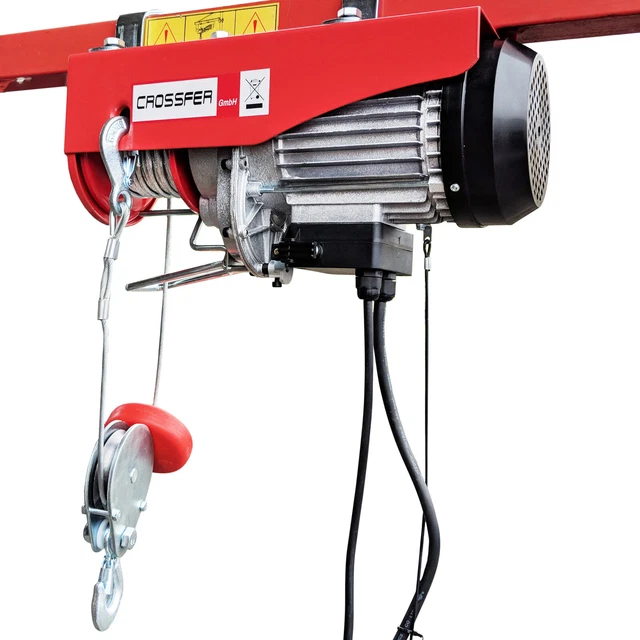 Elektrische Seilwinde 550W mit Fernbedienung | 250kg Tragkraft (125kg Einzelseil) | 18m Stahlseil, IP40 Schutz | Seilwinde elektrisch für Werkstatt, Bau & Lager | 2 Geschwindigkeiten 10m/5m pro Min