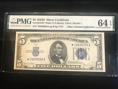 1934 D $5 Silver Cert fr 1654wi* star note clark snyder 2