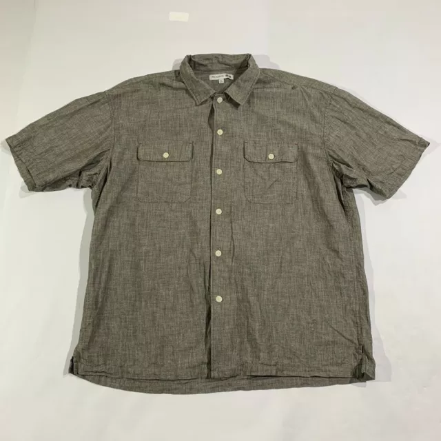 JW Anderson Uniqlo Shirt Men XL Gray Button Up Short Sleeve Woven Heather Casual