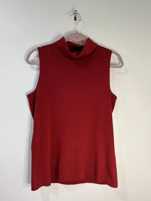 Exclusively Misook Women’s Size Medium Red Acrylic Sleeveless Turtleneck Shirt