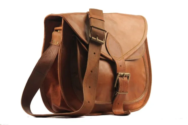 New Women Vintage Brown Leather Messenger Cross Body Bag
