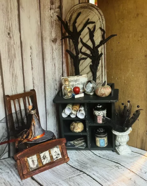 Dollhouse Miniature - Witches Potion Table - Artist Made- 1:12 - OOAK