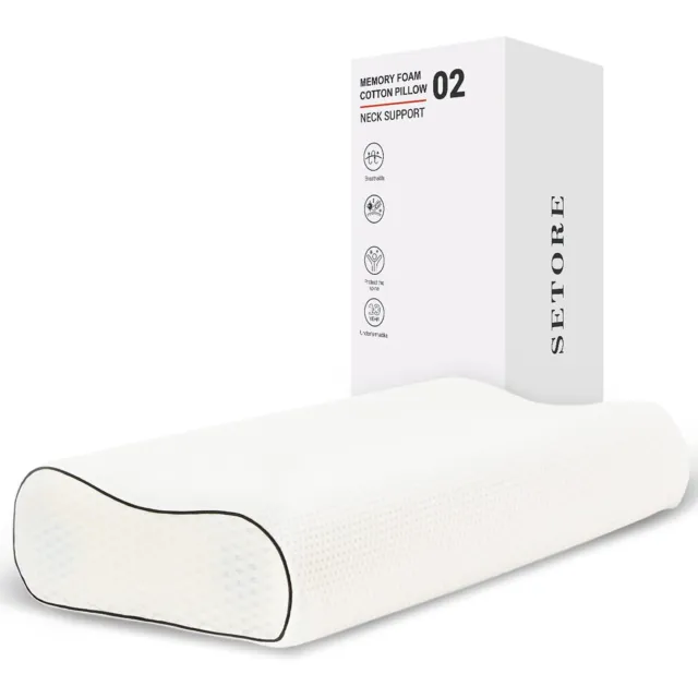Memory Foam Pillow Cervical Contour Orthopedic Neck Support Pillow W/ Pillowcase
