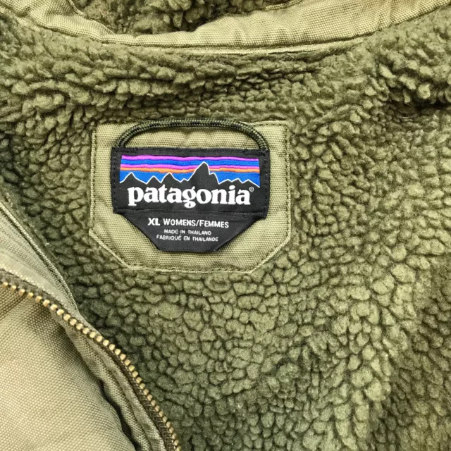 Patagonia Prairie Dawn Parka Womens XL Green Sherpa Lined Full Zip Hoodie 45787 2
