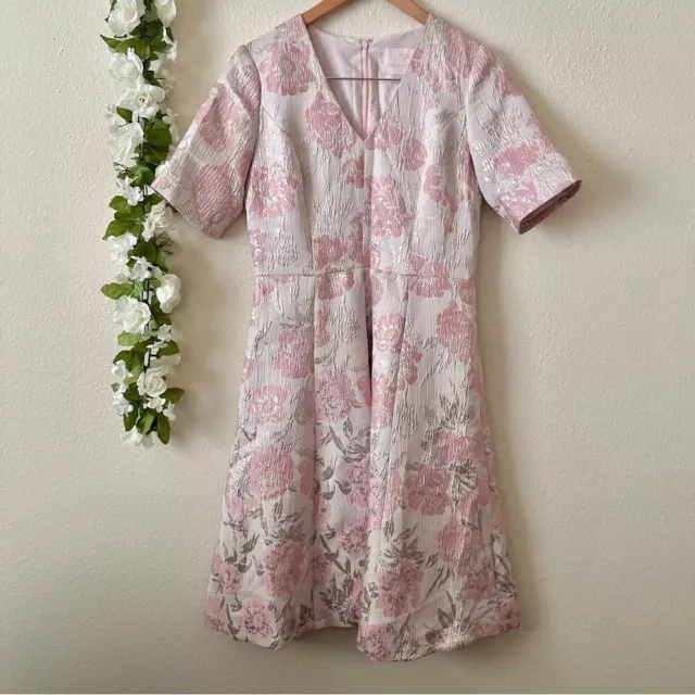 Adair pink passion rose jacquard on sale fit & flare dress