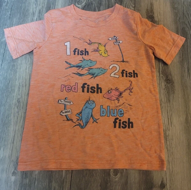DR. SEUSS ONE Fish Two Fish Red Fish Blue Fish Youth Small 6 T Shirt £9 ...