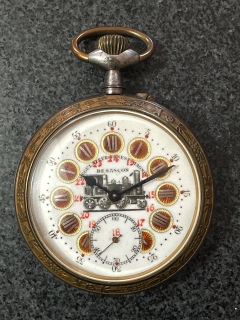 MONTRE GOUSSET RÉGULATEUR acier laiton train locomotive non fonctionnel