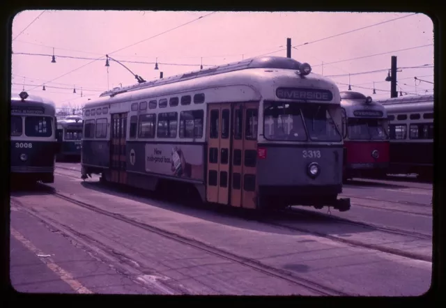 Trolley Slide - Boston MBTA #3313 PCC Streetcar 1974 Riverside Storage Yard