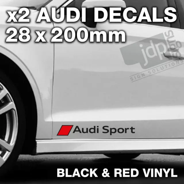 AUDI SPORT 2 x DOOR / SIDE SKIRT DECALS VINYL STICKERS - BLACK & RED £6.10  - PicClick UK