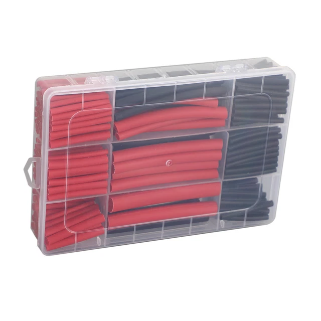 300 Pcs 3:1 Dual Wall Adhesive Gaine Thermo Rétractable 10 Sizes Kit Rouge Noir 3
