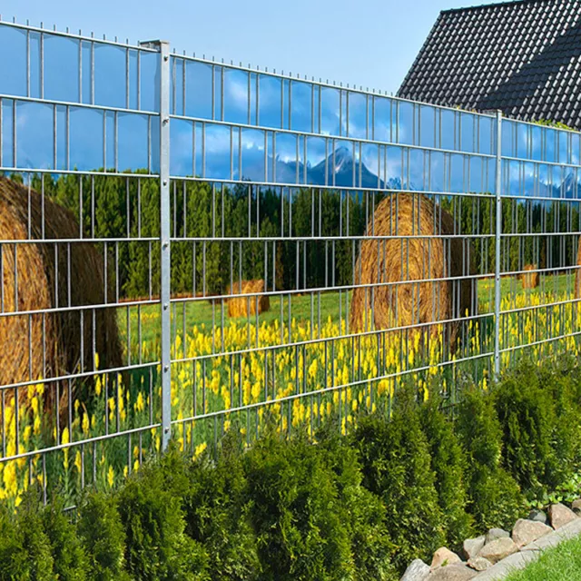 Zaundruck Heuballen - Bedruckter Sichtschutz Streifen Rolle Doppelstab Zaun