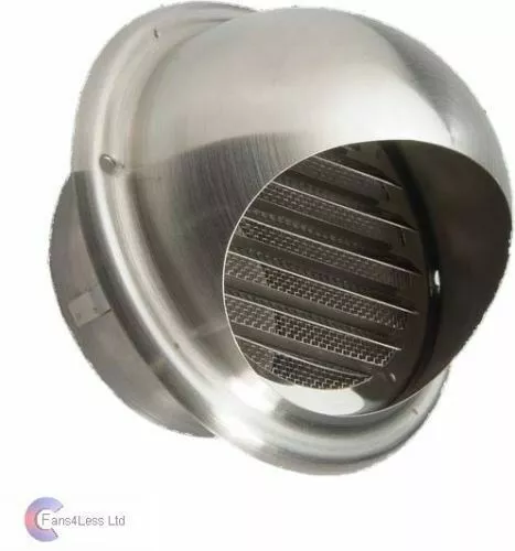 4" 5" 6" Brushed Steel External Wall Cowl Ducting Bathroom Heat Recovery Fans