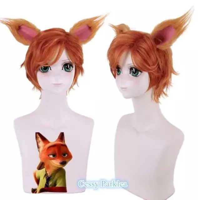 SN-D4-4 Unisex ZooTopia Fox Nick Wilde Wig & Ears Short Hairstyle Costume Wig