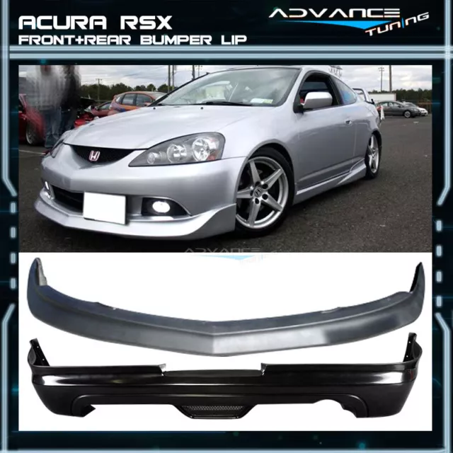 Fits 05-06 Acura RSX Coupe 2-Door Mugen Style Front + Rear Bumper Lip Spoiler PU