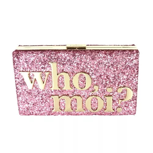 NOVELTY Kate Spade Who Moi? Miss Piggy Glitter Emanuelle Clutch Pink DISNEY