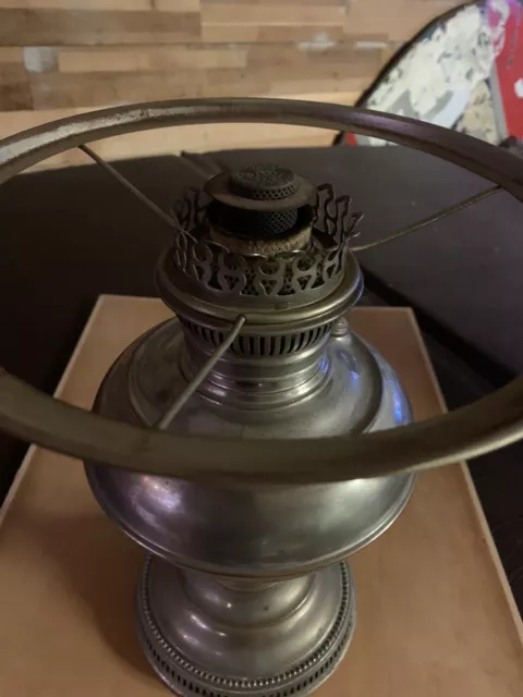 Vintage RAYO Kerosene Oil Lamp Nickle Plated UNTESTED 10 In Fitter