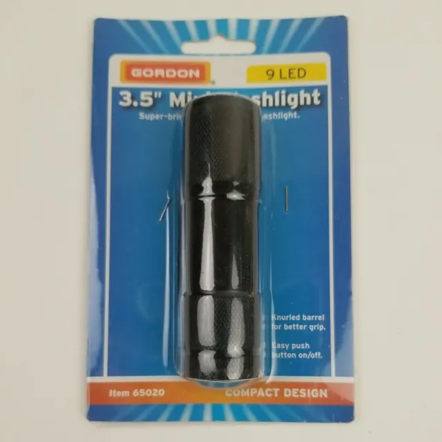 Gordon 3.5" Mini Flashlight Super-Bright 9 Led Bulb 65020 Easy Push Button
