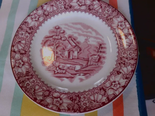 Wood's Burslem England Colonial Red Transfer Ware BREAD Plate