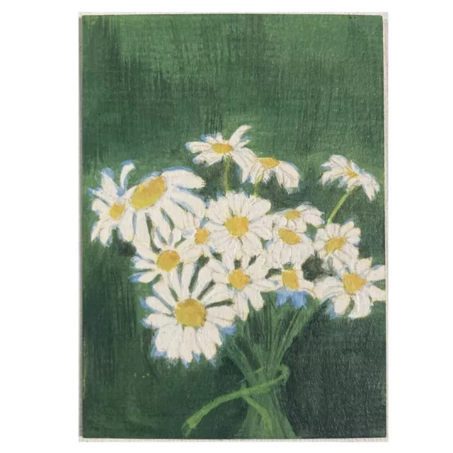 ACEO ORIGINAL PAINTING Mini Collectible Art Card Flowers Whispers of Daisy Ooak
