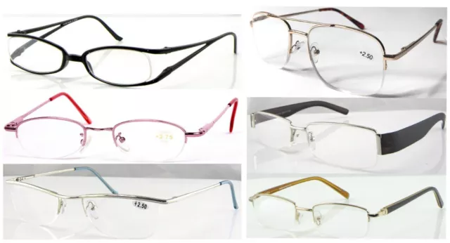 Various Semi-Rimless Reading Glasses/Metal Or Plastic Frame Specs/Mens Or Womens